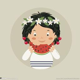 吃瓜女孩图片卡通,趣味横生的视觉盛宴